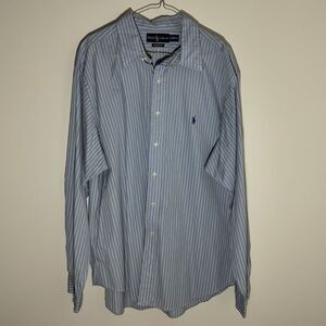 Ralph Lauren Classic Fit XXL Blue and White Striped Long Sleeve Button Down
